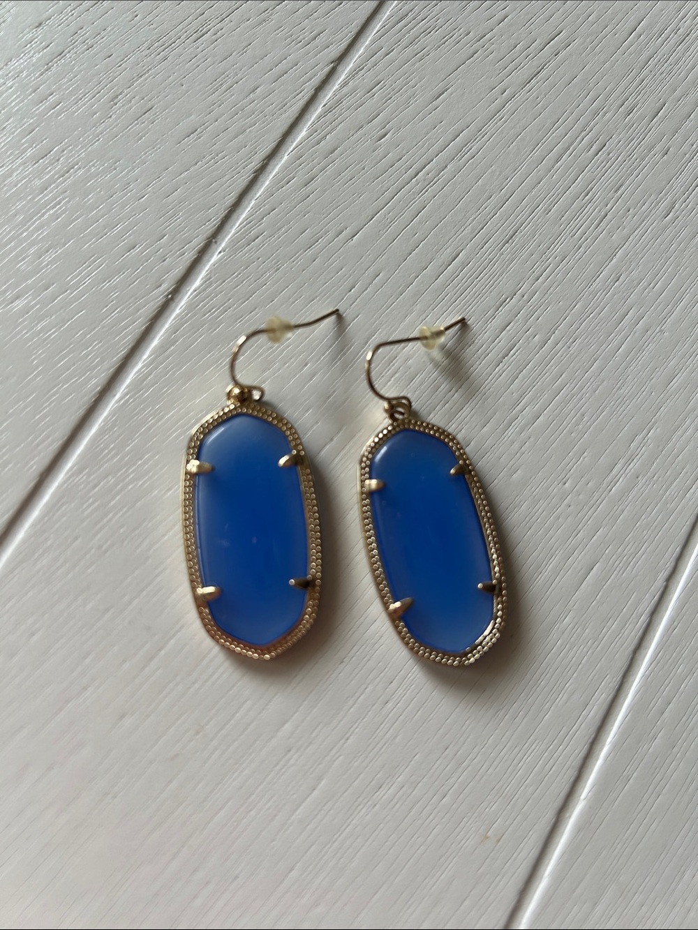 Kendra Scott Gold-Tone Earrings with Bright Blue Oval Stones